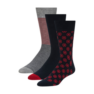 3 PK MENS NON TERRY PRINT CREW | RED