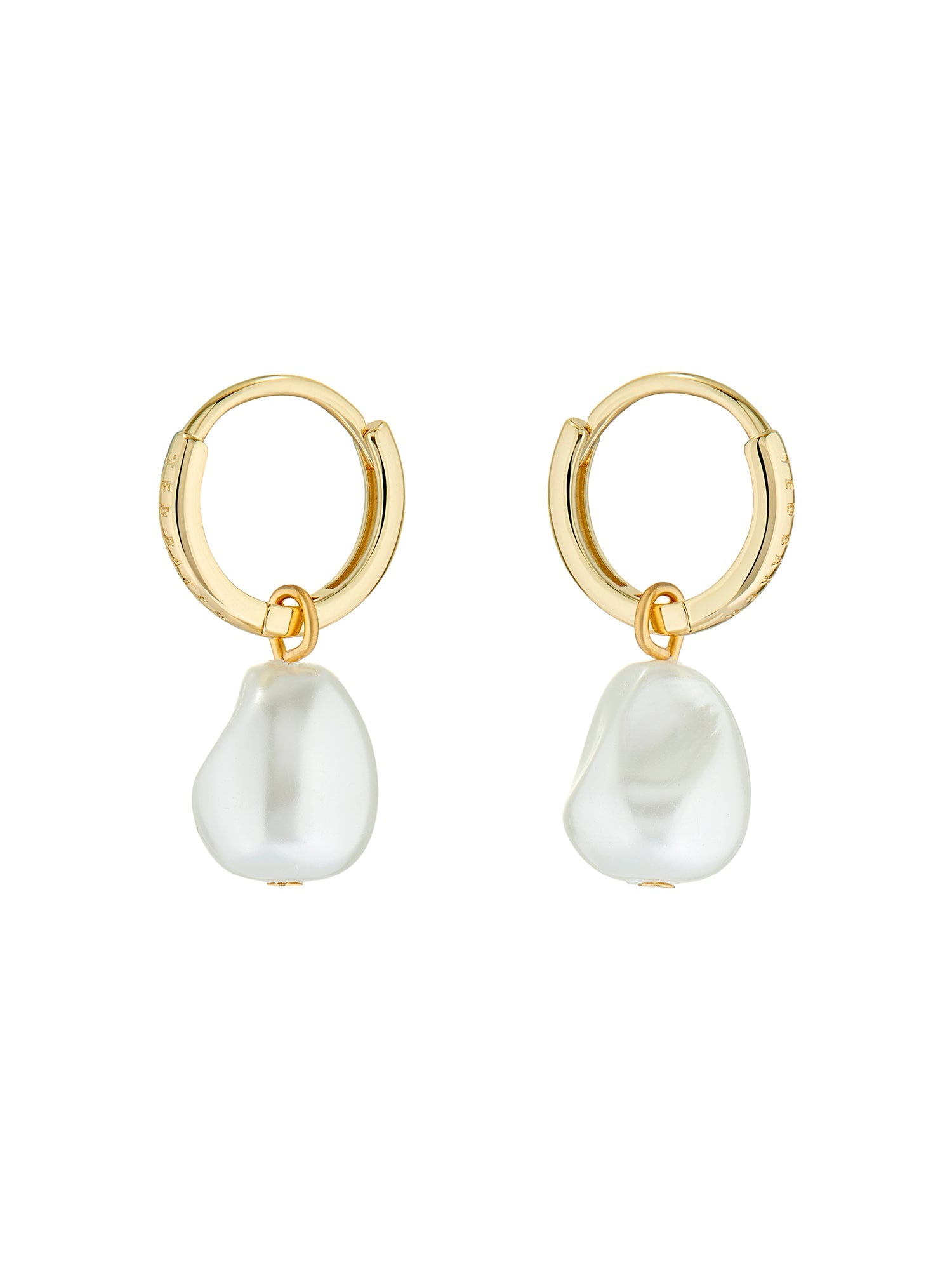Gold Pearl Drop Pendant Huggie Earrings Periaa Ted Baker UK