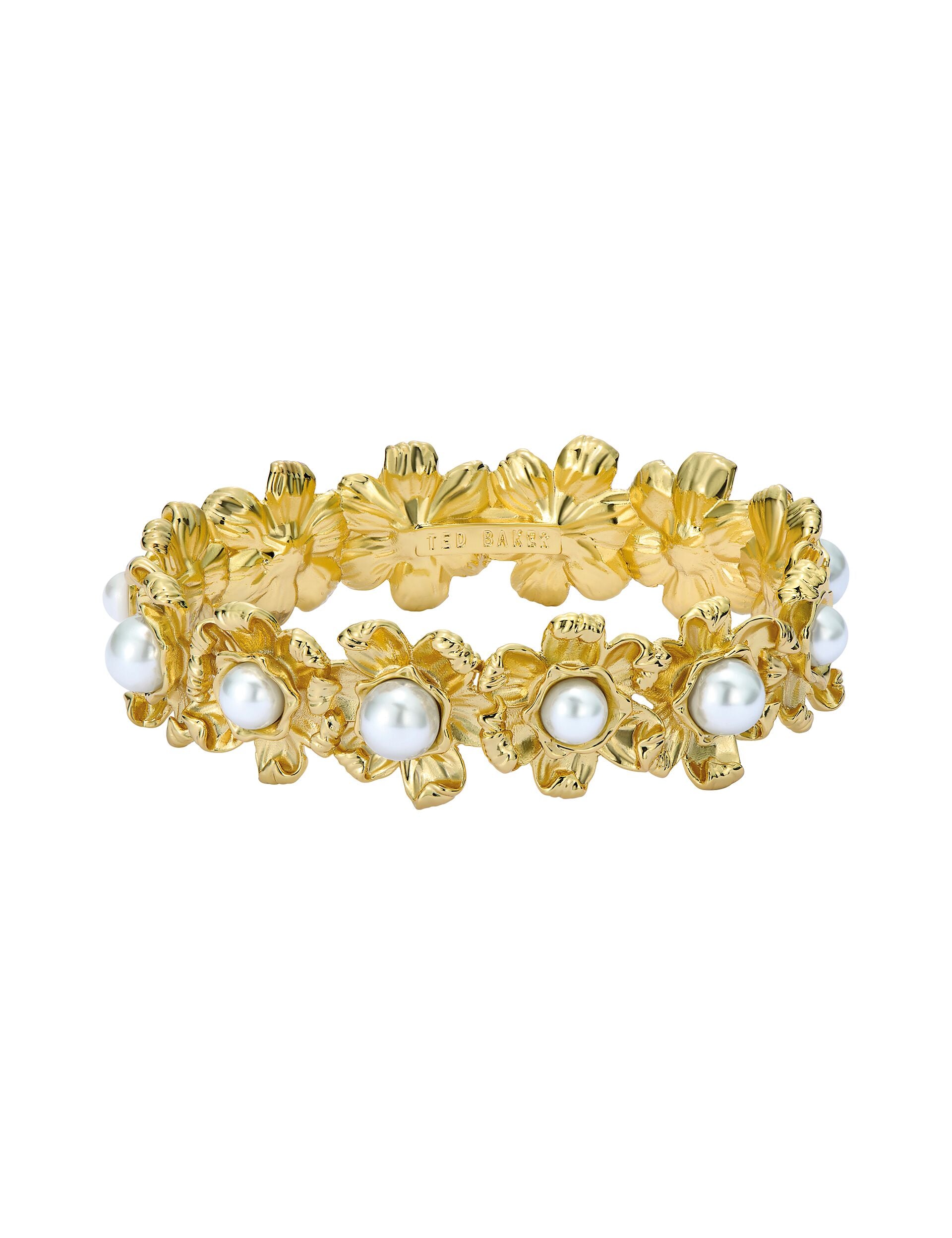 Gold Daisy Pearl Bangle Bracelet Darell Ted Baker US