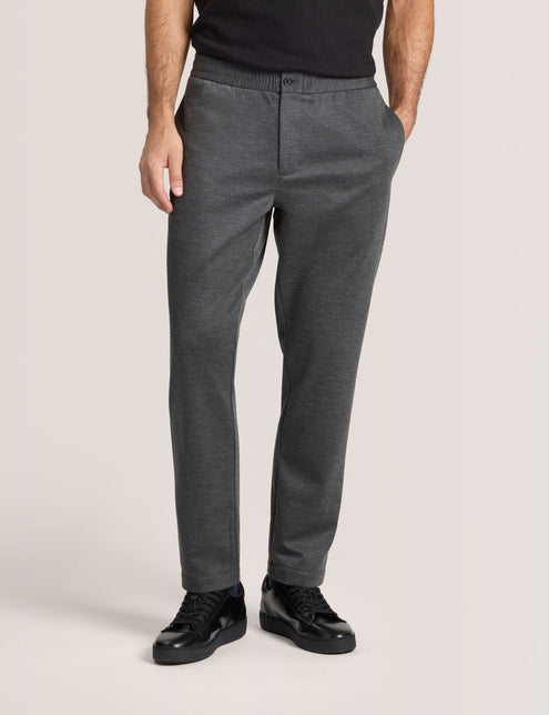 KNIT TWILL ELASTIC TROUSERS | IRON GATE HEATHER