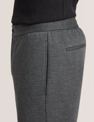 KNIT TWILL ELASTIC TROUSERS | IRON GATE HEATHER