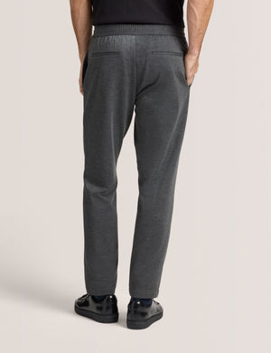 KNIT TWILL ELASTIC TROUSERS | IRON GATE HEATHER