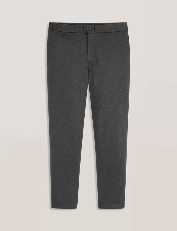 KNIT TWILL ELASTIC TROUSERS | IRON GATE HEATHER