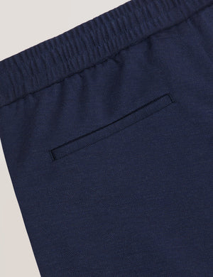KNIT TWILL ELASTIC TROUSERS | BLUE