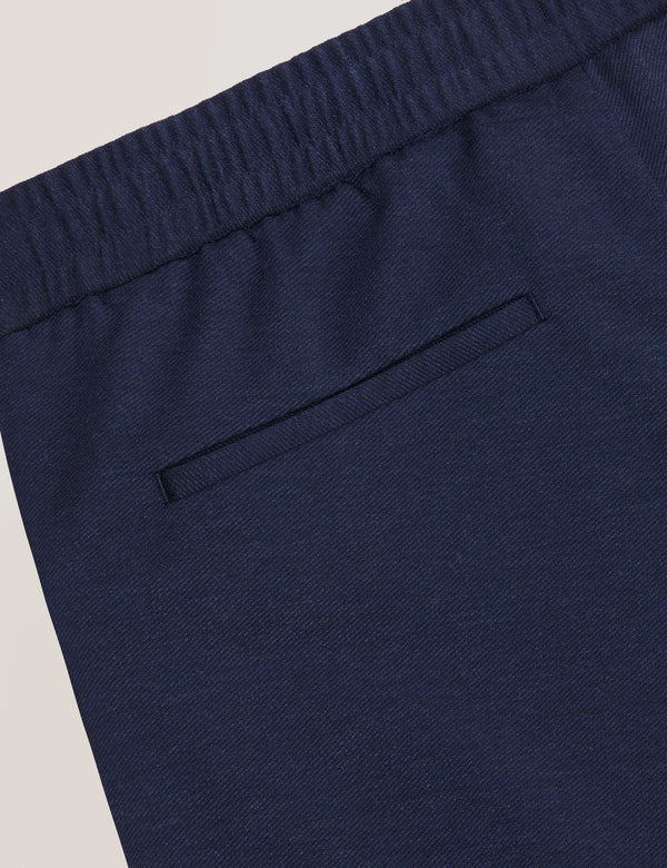 KNIT TWILL ELASTIC TROUSERS | BLUE