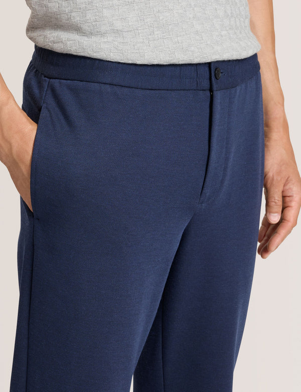 KNIT TWILL ELASTIC TROUSERS | BLUE