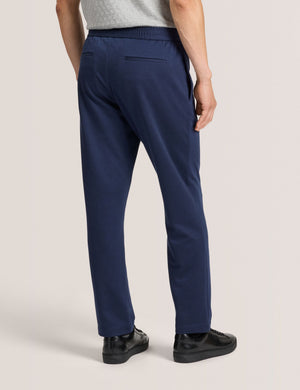 KNIT TWILL ELASTIC TROUSERS | BLUE