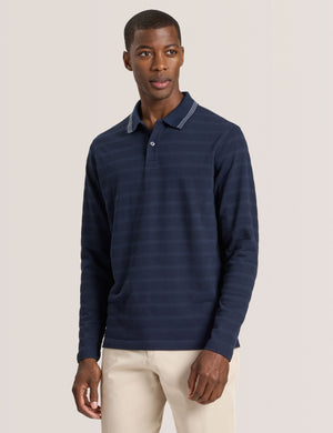 POPCORN STRIPE LONG SLEEVE POLO | SKY CAPTAIN