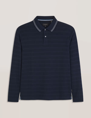 POPCORN STRIPE LONG SLEEVE POLO | SKY CAPTAIN