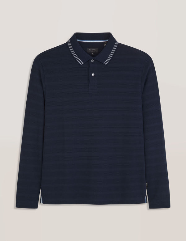 POPCORN STRIPE LONG SLEEVE POLO | SKY CAPTAIN