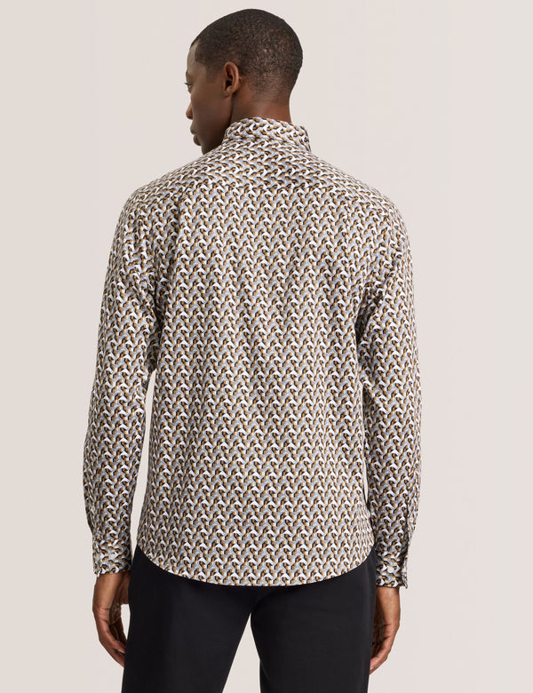 SOREN LONG SLEEVE ARCHIE PRINT SHIRT | DULL GOLD