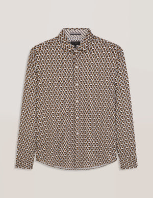 SOREN LONG SLEEVE ARCHIE PRINT SHIRT | DULL GOLD