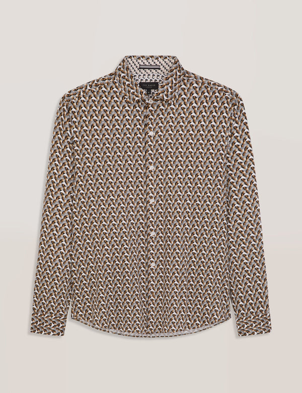 SOREN LONG SLEEVE ARCHIE PRINT SHIRT | DULL GOLD