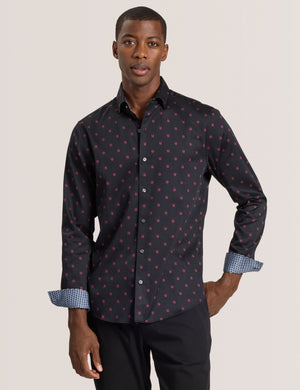 SOREN LONG SLEEVE DAISY PRINT SHIRT | BLACK BEAUTY