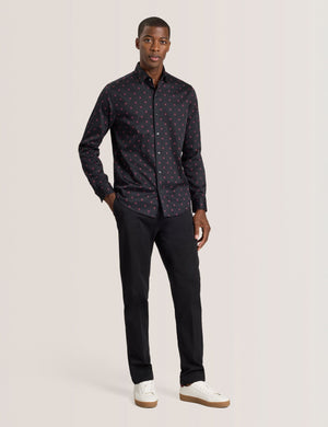 SOREN LONG SLEEVE DAISY PRINT SHIRT | BLACK BEAUTY