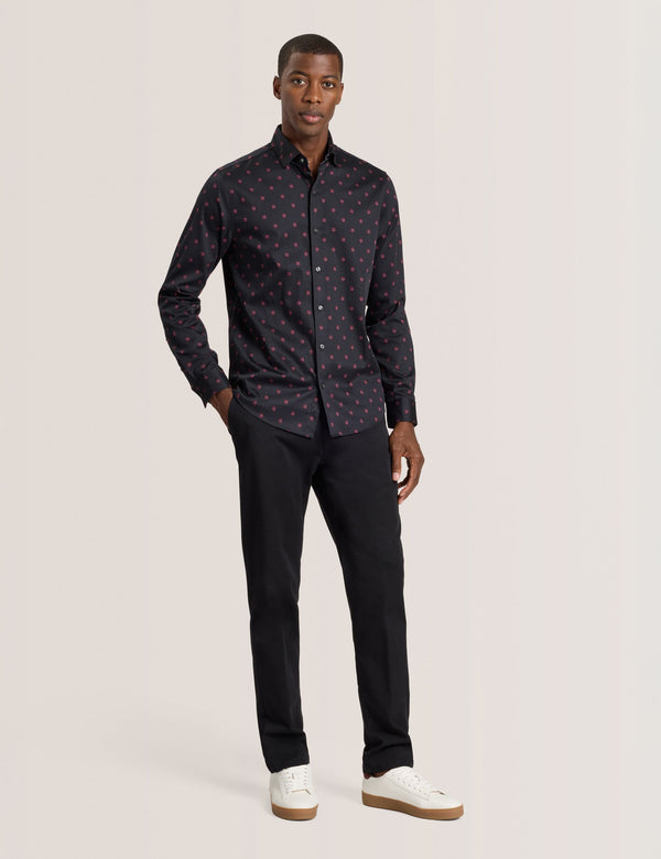 SOREN LONG SLEEVE DAISY PRINT SHIRT | BLACK BEAUTY