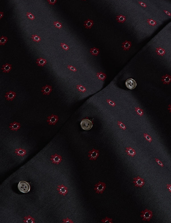 SOREN LONG SLEEVE DAISY PRINT SHIRT | BLACK BEAUTY