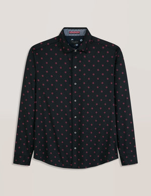SOREN LONG SLEEVE DAISY PRINT SHIRT | BLACK BEAUTY