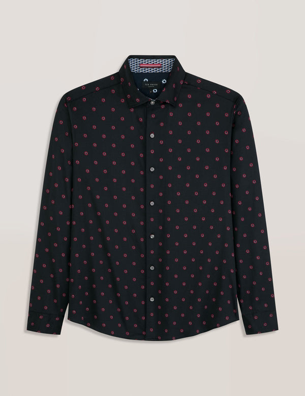 SOREN LONG SLEEVE DAISY PRINT SHIRT | BLACK BEAUTY