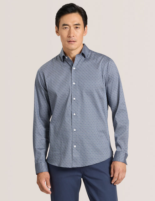 SOREN LONG SLEEVE CLAROT PRINT SHIRT | DARK DENIM