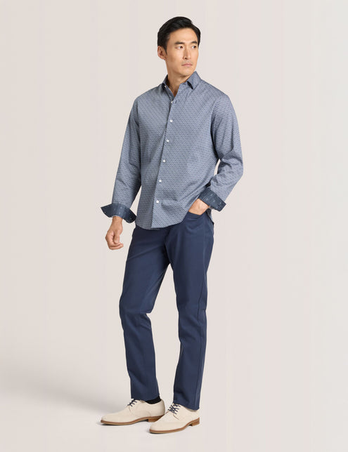 SOREN LONG SLEEVE CLAROT PRINT SHIRT | DARK DENIM