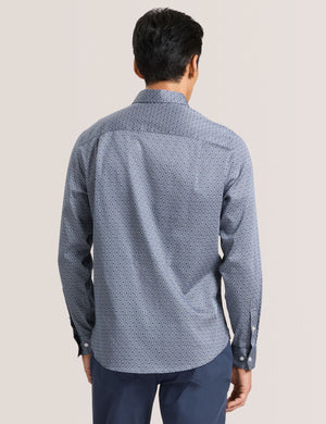 SOREN LONG SLEEVE CLAROT PRINT SHIRT | DARK DENIM