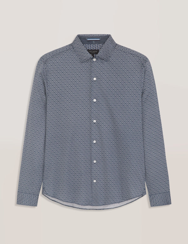 SOREN LONG SLEEVE CLAROT PRINT SHIRT | DARK DENIM