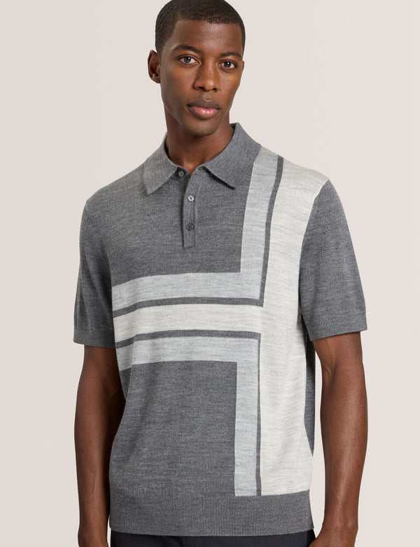 INTARSIA SWEATER POLO | CASTLEROCK HEATHER