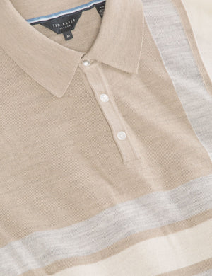 INTARSIA SWEATER POLO | LT-CAMEL HEATHER