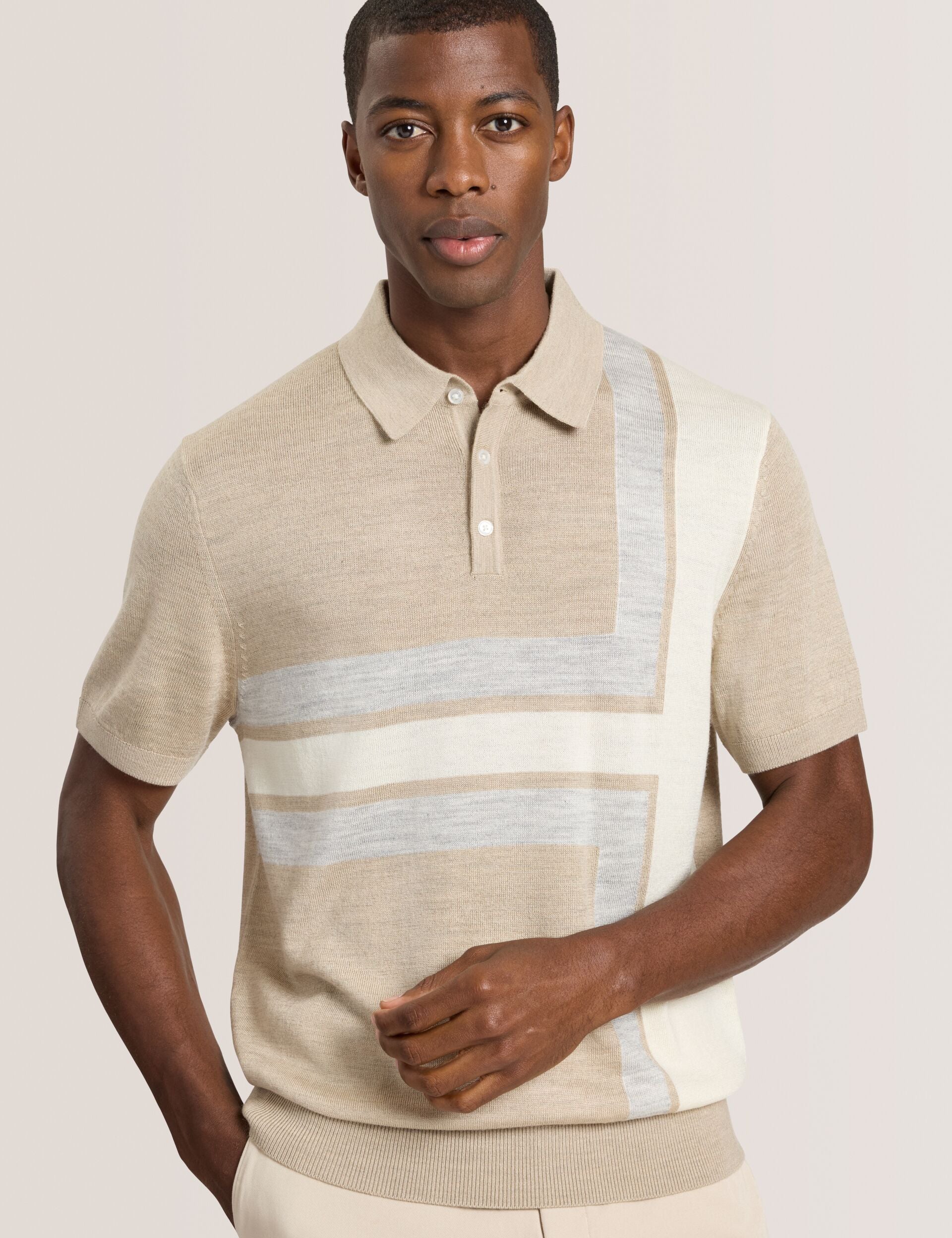 Lt-camel Heather Lt-camel Heather | Intarsia Sweater Polo | Ted