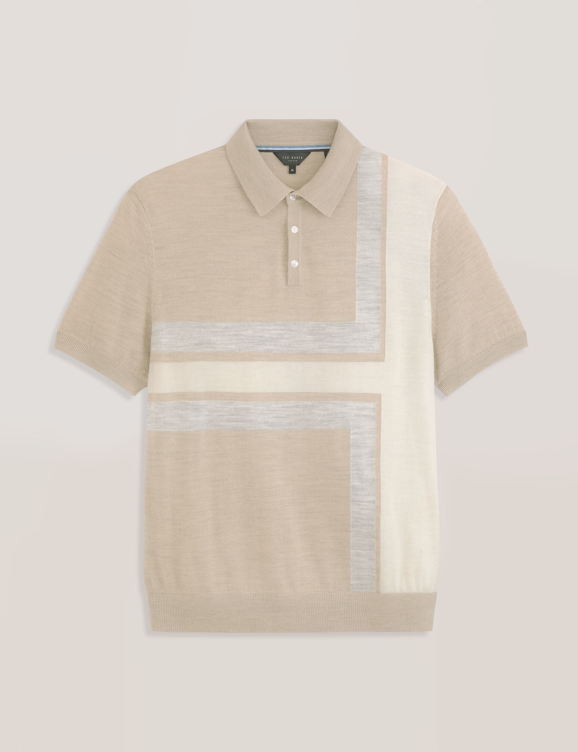 Lt-camel Heather | Intarsia Sweater Polo | Ted Baker US