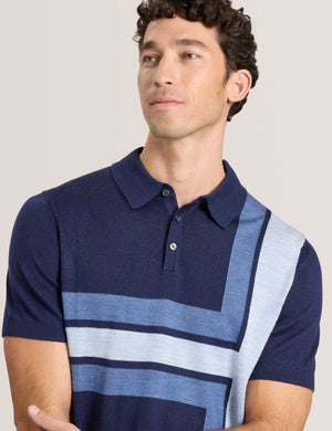 INTARSIA SWEATER POLO | SKY CAPTAIN