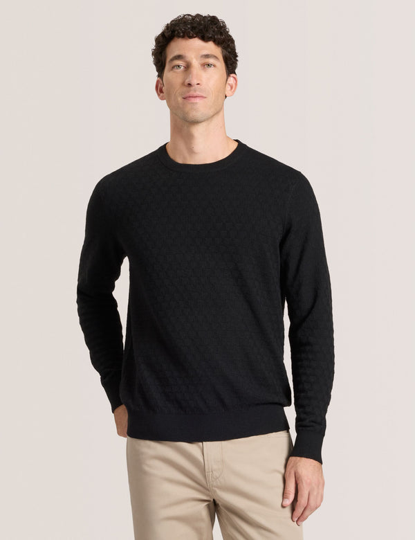 T STITCH LONG SLEEVE CREW NECK SWEATER | BLACK BEAUTY