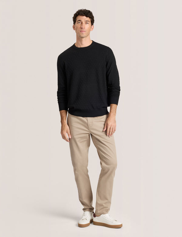 T STITCH LONG SLEEVE CREW NECK SWEATER | BLACK BEAUTY