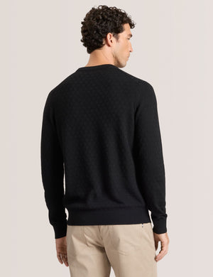 T STITCH LONG SLEEVE CREW NECK SWEATER | BLACK BEAUTY