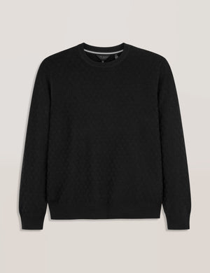 T STITCH LONG SLEEVE CREW NECK SWEATER | BLACK BEAUTY