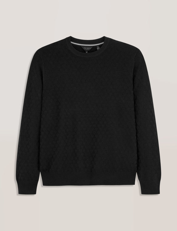 T STITCH LONG SLEEVE CREW NECK SWEATER | BLACK BEAUTY