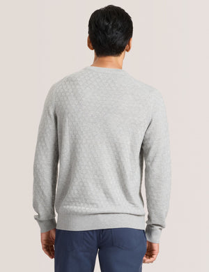 T STITCH LONG SLEEVE CREW NECK SWEATER | GREY