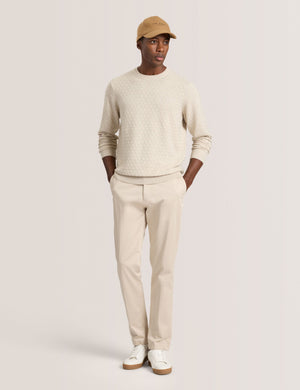 T STITCH LONG SLEEVE CREW NECK SWEATER | EGRET HEATHER