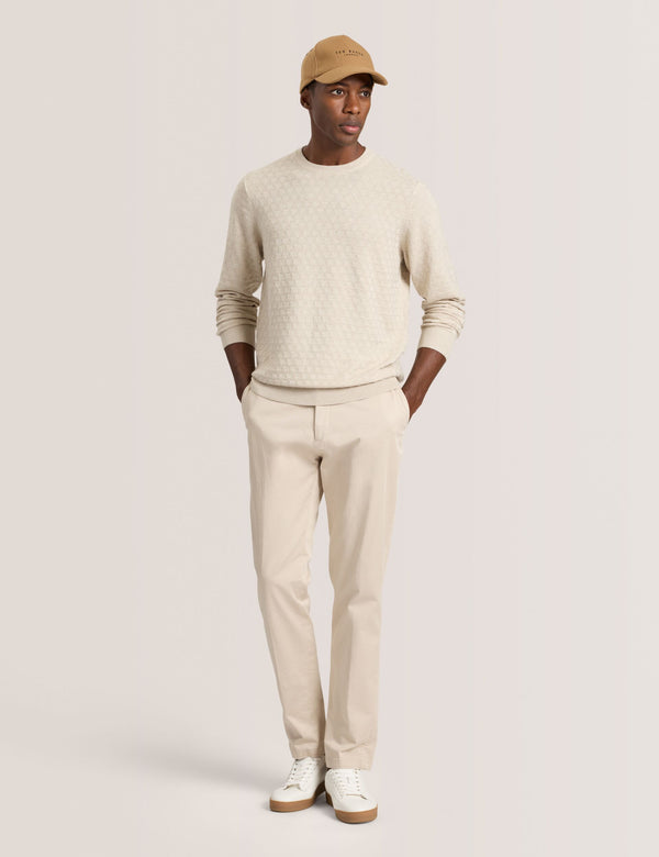 T STITCH LONG SLEEVE CREW NECK SWEATER | EGRET HEATHER