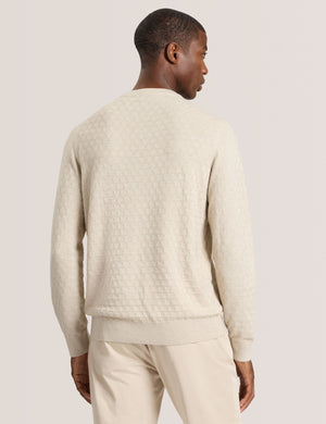 T STITCH LONG SLEEVE CREW NECK SWEATER | EGRET HEATHER
