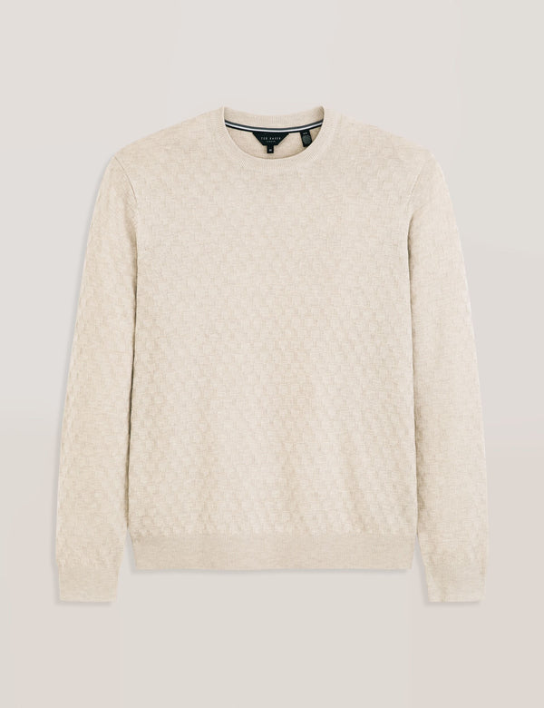 T STITCH LONG SLEEVE CREW NECK SWEATER | EGRET HEATHER