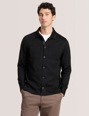 BUTTON FRONT SHACKET | BLACK