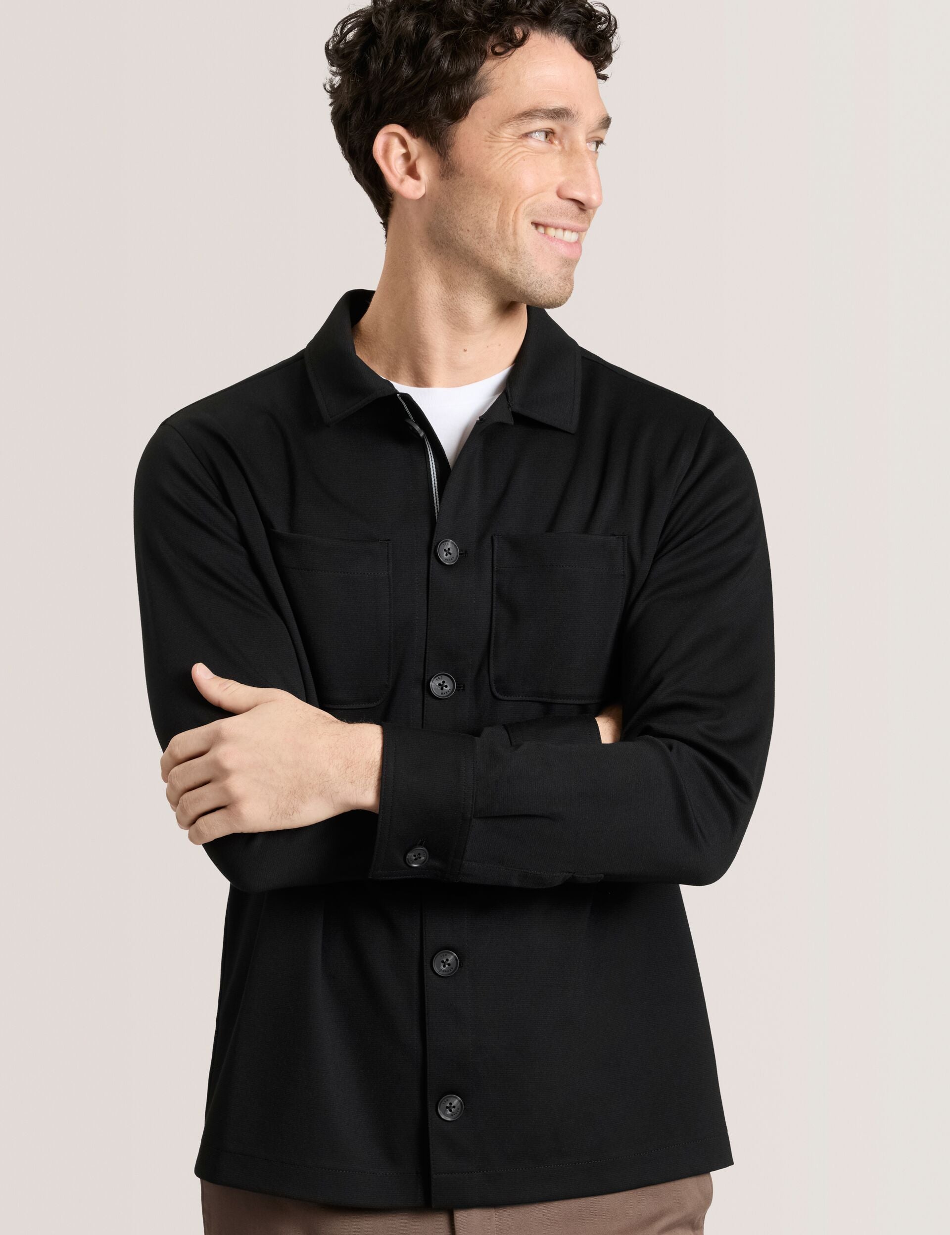Square Button Jacket BUTTON FRONT SHACKET Woven Button Through Shirt Jacket