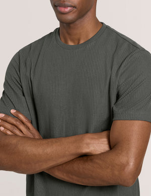 RIB CREW NECK TEE | DARK GREEN