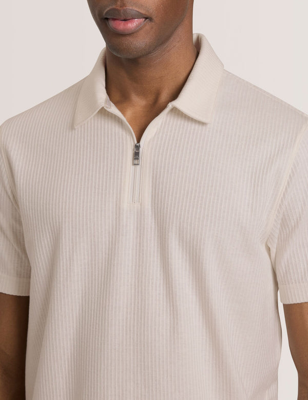 RIB ZIP POLO | ECRU