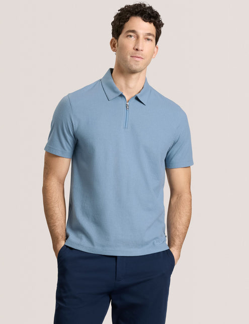 RIB ZIP POLO | LT-BLUE