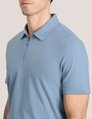 RIB ZIP POLO | LIGHT BLUE