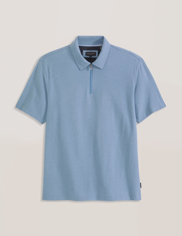RIB ZIP POLO | LIGHT BLUE