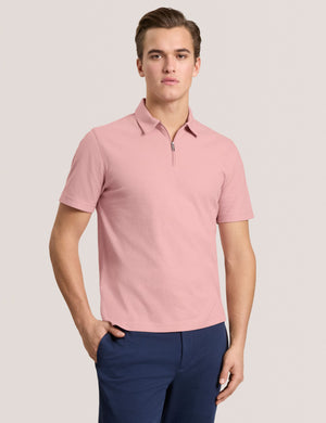 RIB ZIP POLO | PALE PINK